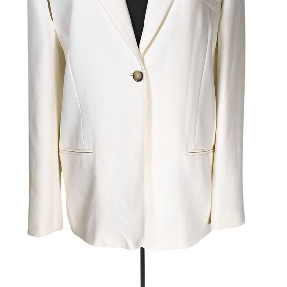 Zara Women's Blazer Ivory One Button Oversized Stretch Lined Suit Jacket L NWT - Picture 7 of 9